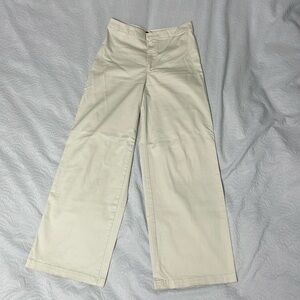 Express High Rise Cropped Wide Leg Khaki (Size 4)